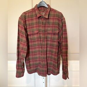 Orvis Men's heavyweight flannel plaid shacket jacket button down heavy shirt XXL